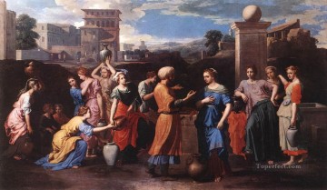 Rebecca en el pozo del pintor clásico Nicolas Poussin Pinturas al óleo